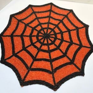 Hand beaded Spider web place mat 14”